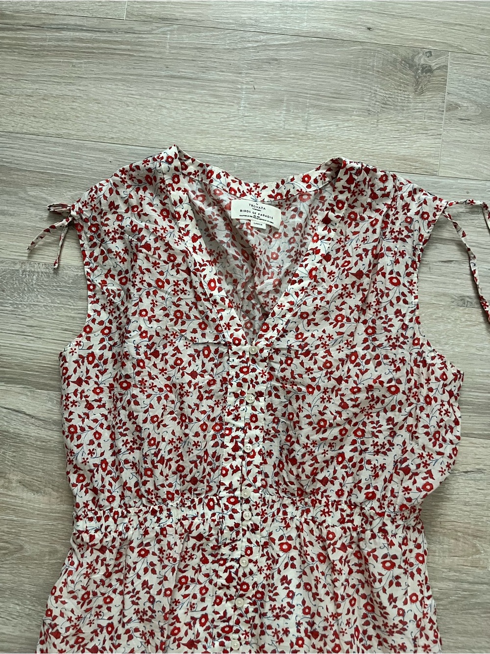 Trovata Birds of Paradis Women’s Rae Dress Red Ivy Floral Sleeveless Size Large - Picture 3 of 9